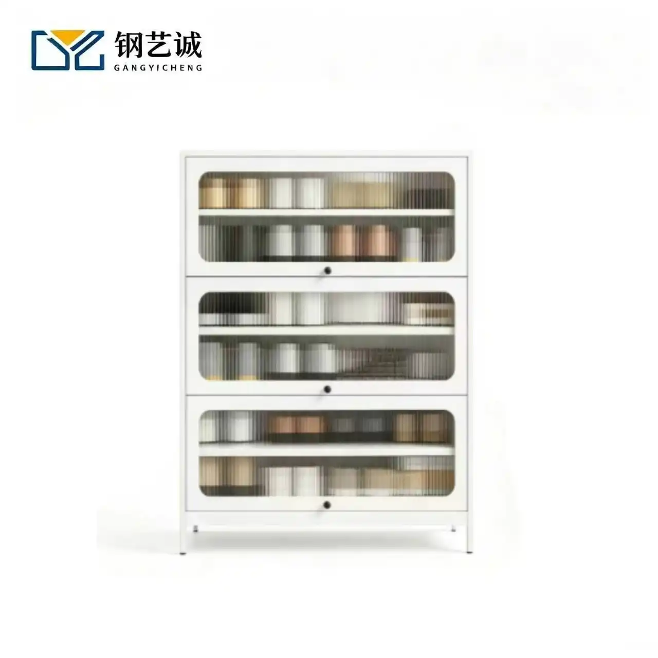 Three Door Square Panel Shoe Cabinet